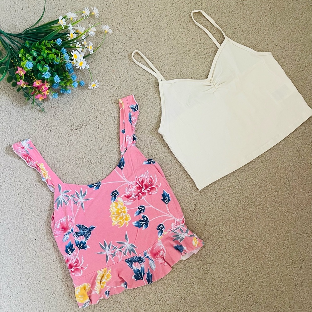 Floral Pink and White Women's Tops